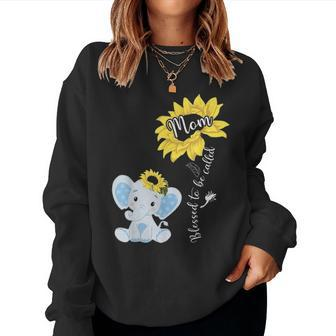 Blessed To Be Called Mom Elephant Sunflower Women Crewneck Graphic Sweatshirt - Seseable