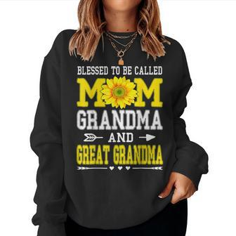 Blessed To Be Called Mom Grandma Great Grandma Mothers Day Women Crewneck Graphic Sweatshirt - Thegiftio UK