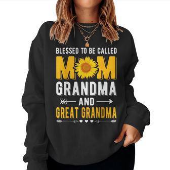 Blessed To Be Called Mom Grandma Great Grandma Mothers Day Women Crewneck Graphic Sweatshirt - Thegiftio UK