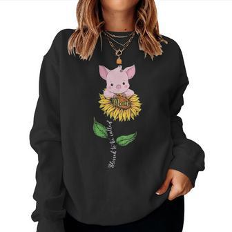 Blessed To Be Called Mom Pig Sunflower Women Crewneck Graphic Sweatshirt - Seseable