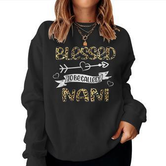 Blessed To Be Called Nani Floral Leopard Grandma Mothers Day Women Crewneck Graphic Sweatshirt - Thegiftio UK