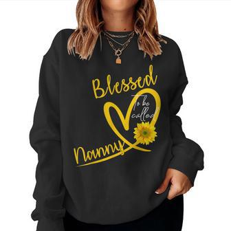 Blessed To Be Called Nanny Heart Sunflower Mothers Day Women Crewneck Graphic Sweatshirt - Thegiftio UK
