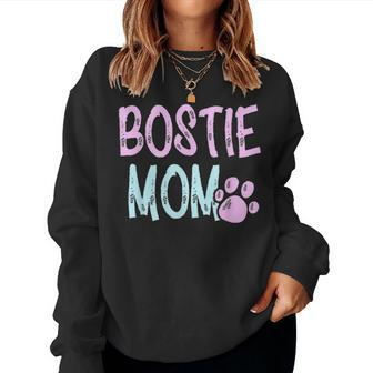 Bostie Mom Funny Boston Terrier Dog Lovers Mama Women Gift Women Crewneck Graphic Sweatshirt - Seseable