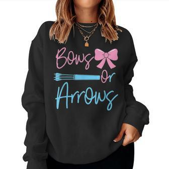 Bows Or Arrows Gender Reveal Party Idea For Mom Or Dad Women Crewneck Graphic Sweatshirt - Seseable