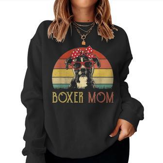 Boxer Mom Boxer Dog Mom Lover Gift Vintage Retro Women Crewneck Graphic Sweatshirt - Seseable