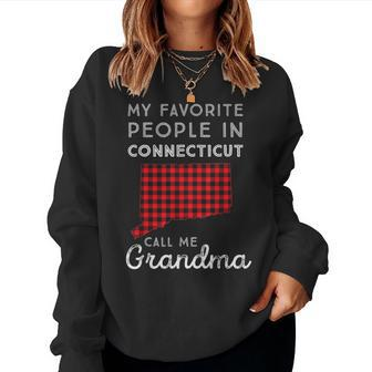 Buffalo Plaid Connecticut Mom & Grandma Gift Favorite People Women Crewneck Graphic Sweatshirt - Seseable