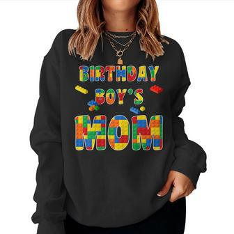 Building Block Mom Of Birthday Boy Women Sweatshirt | Mazezy