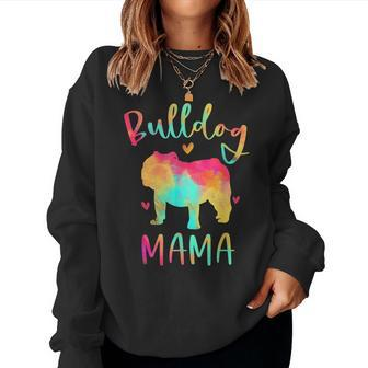 Bulldog Mama Colorful English Bulldog Dog Mom Women Sweatshirt | Mazezy