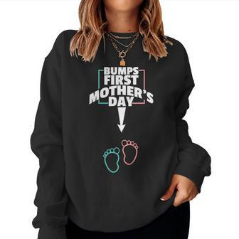Bumps First Shirt Pregnant Mom Expecting Baby Women Sweatshirt | Mazezy