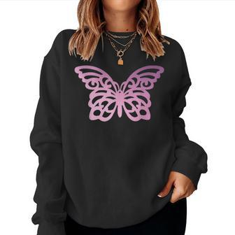 Butterfly Mothers Day Gift Mom Womens Pink Cute Pretty Fun Women Crewneck Graphic Sweatshirt - Seseable