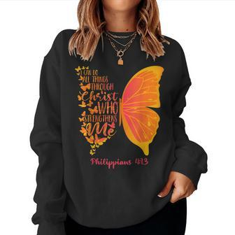 Can Do All Things Through Christ Who Strengthens Me I Gift Women Crewneck Graphic Sweatshirt - Seseable
