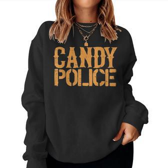 Candy Police Funny Halloween Costume Parents Mom Dad Women Crewneck Graphic Sweatshirt - Seseable