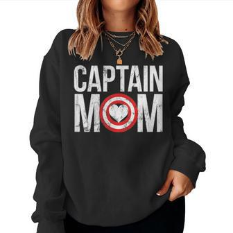 Captain Mom Superhero Child Raising Hero 2838 Women Crewneck Graphic Sweatshirt - Seseable