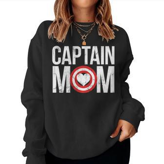 Captain Mom Superhero Child Raising Hero Women Crewneck Graphic Sweatshirt - Seseable