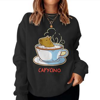 Capybara Capycino Cappuccino Coffee Cute Animal Women Sweatshirt | Mazezy