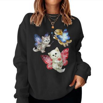 Cat Fly Like A Butterfly Women Sweatshirt | Mazezy