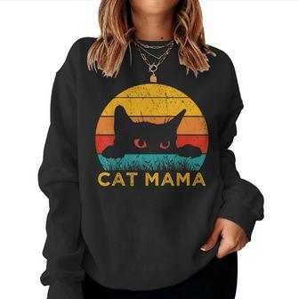 Cat Mama Cat Mom Cat Lover Retro Cat Women Sweatshirt | Mazezy