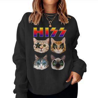 Cat Hiss Rock And Roll For Cat Lover Cat Dad Cat Mom Women Sweatshirt | Mazezy