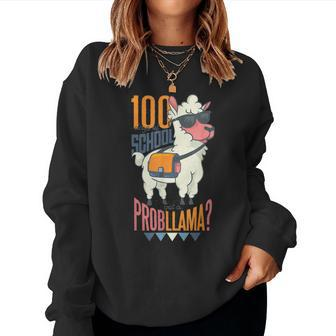 Celebrating 100 Days Of School Noprob Llama Kids & Teachers V4 Women Crewneck Graphic Sweatshirt - Seseable