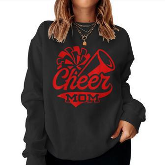 Cheer Mom Biggest Fan Leopard Print Black And Red Pom Pom V2 Sweatshirt | Mazezy