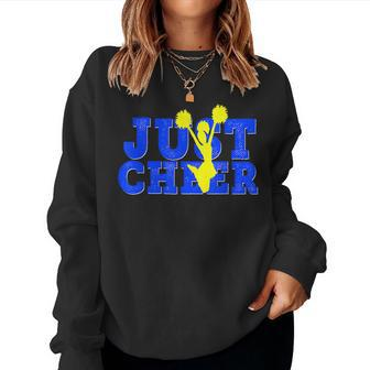 Cheerleader Cheer Cheerleading Daughter Blue Yellow Women Crewneck Graphic Sweatshirt - Seseable