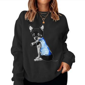 Chihuahua Dog Tattoo I Love Mom Women Sweatshirt | Mazezy