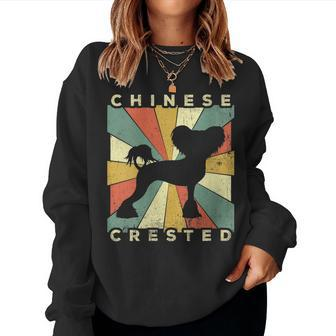 Womens Chinese Crested Dog Retro 70S Vintage Women Sweatshirt | Mazezy