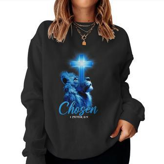 Chosen 1 Peter 29 Bible Scripture Quote Christian Lion God Women Sweatshirt | Mazezy