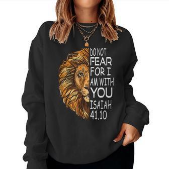 Christian Religious Bible Verse Sayings Lion Fear Scripture Women Sweatshirt | Mazezy