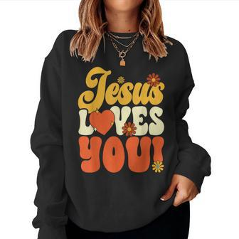 Christian Retro Jesus Loves You Religious Faith God 70S Women Sweatshirt | Mazezy AU