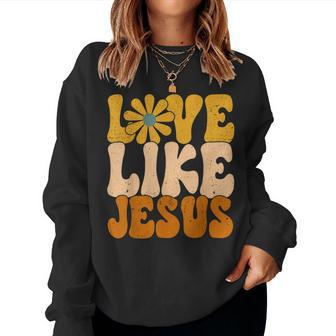 Christian Retro Love Like Jesus Religious Faith God 70S  Women Crewneck Graphic Sweatshirt