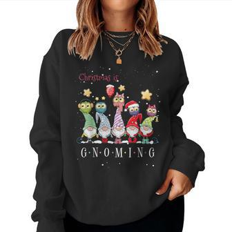 Christmas Is Gnoming God Jul Gnome Tomte Xmas Santa Holiday Women Sweatshirt | Mazezy