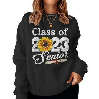 Class Of 2023 Senior High School Graduation Sunflower Gifts Women Crewneck Graphic Sweatshirt - Seseable