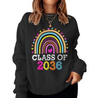 Class Of 2036 Pre K Graduate Preschool Graduation Rainbow Women Crewneck Graphic Sweatshirt - Thegiftio UK