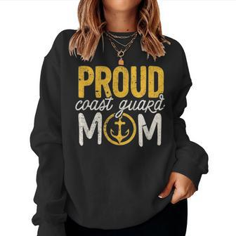Coast Guard Mom Gift Proud Coast Guard Mom Retirement Women Crewneck Graphic Sweatshirt - Seseable