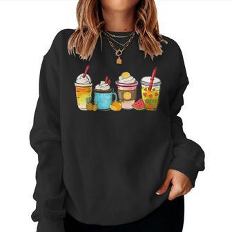Coffee Latte Summer Fruit Juice Retro Beach Vacation Summer Women Sweatshirt | Mazezy