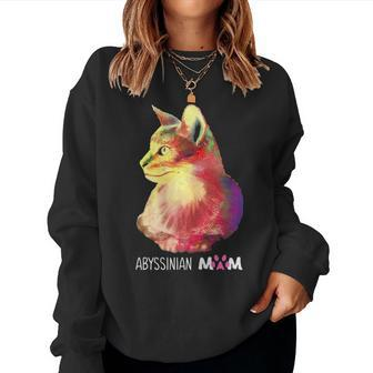 Colorful Abyssinian Cat Mom For Kitten Lover Mothers Day Women Crewneck Graphic Sweatshirt - Seseable