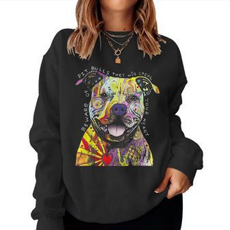 Colorful Baby Pit-Bull Terrier Lover Dad Mom Funny Kidding Women Crewneck Graphic Sweatshirt - Thegiftio UK