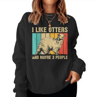 Cool Otter Design For Men Women Kids Vintage Sea Otter Lover Women Crewneck Graphic Sweatshirt - Seseable