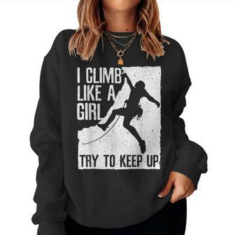 Cool Rock Climbing Design For Women Girls Kids Climb Lovers Women Crewneck Graphic Sweatshirt - Seseable