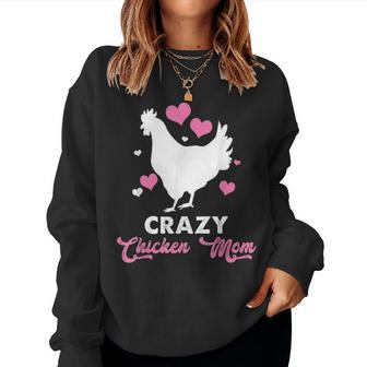 Crazy Chicken Mom Lady Farmer Women Crewneck Graphic Sweatshirt - Seseable