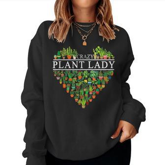 Crazy Plant Lady Funny Plant Lover Women Botanical Women Crewneck Graphic Sweatshirt - Seseable