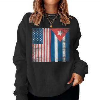 Cuban Flag Cuba American Us Pride Roots Men Women Gift Women Crewneck Graphic Sweatshirt - Seseable