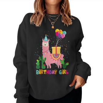 Cute Alpaca Llama Cactus Girls Birthday Kids Women Sweatshirt | Mazezy