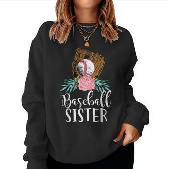 Cute Baseball Heart Player Game Team Sister Brother Sis Women Sweatshirt | Mazezy