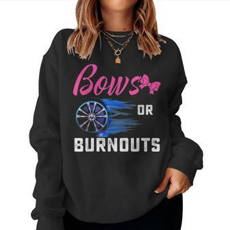 Cute Bows Or Burnouts Baby Gender Reveal Gift For Mom Or Dad V2 Women Crewneck Graphic Sweatshirt - Seseable