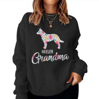 Cute Dog Heeler Grandma Flower Women Sweatshirt | Mazezy