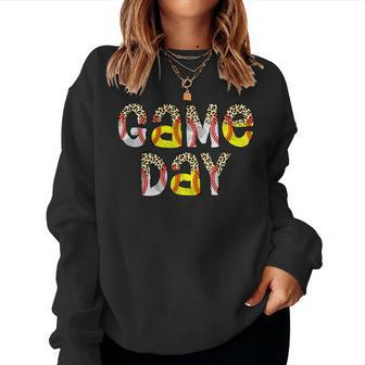 Cute Game Day Leopard Baseball Softball Mom Life Mom Of Both Women Sweatshirt | Mazezy