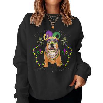 Cute Gift Dog Mom Dog Dad French Bulldog Mardi Gras Women Crewneck Graphic Sweatshirt - Seseable