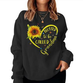 Cute Gift For Mom Blessed To Be Called Grandma Sunflower Women Crewneck Graphic Sweatshirt - Seseable